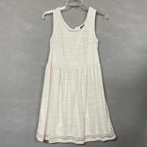 George Dress Women's 4-6 White Sleeveless Eyelet Feminine Whimsical Coquette